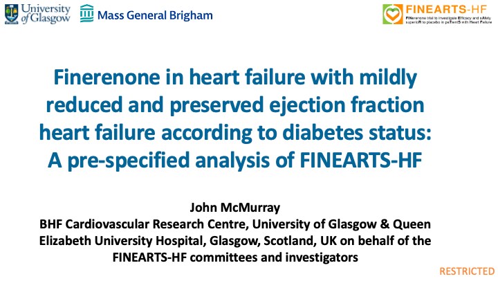 Finerenone in Heart Failure with Mildly Reduced and Preserved Ejection Fraction Heart Failure According to Diabetes Status